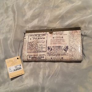 Patricia Nash Cauchy Newspaper Print Wallet, nwt